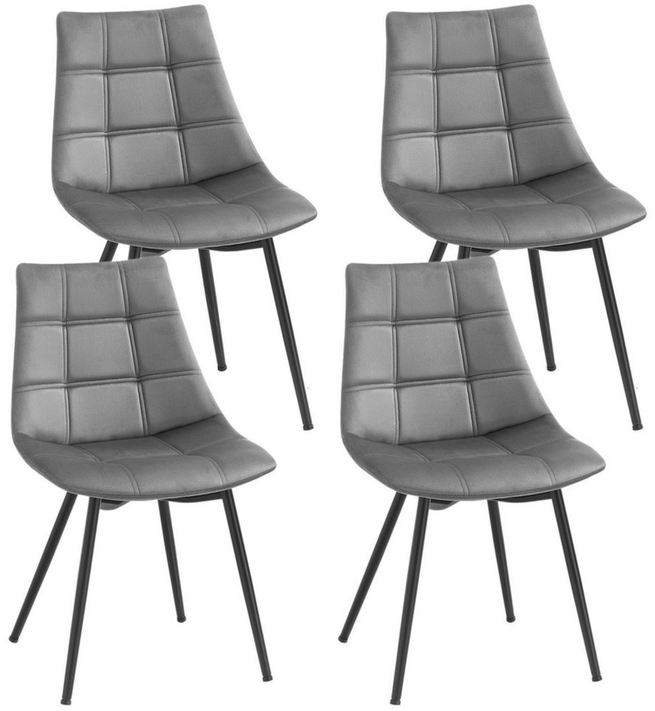 Esszimmerstühle 4er Set, moderne Küchenstühle, Polsterstühle mit Eisenbeinen, angenehm glatte Samtoberfläche, Loungesessel, Grau LDC84GY-4 Bild 1