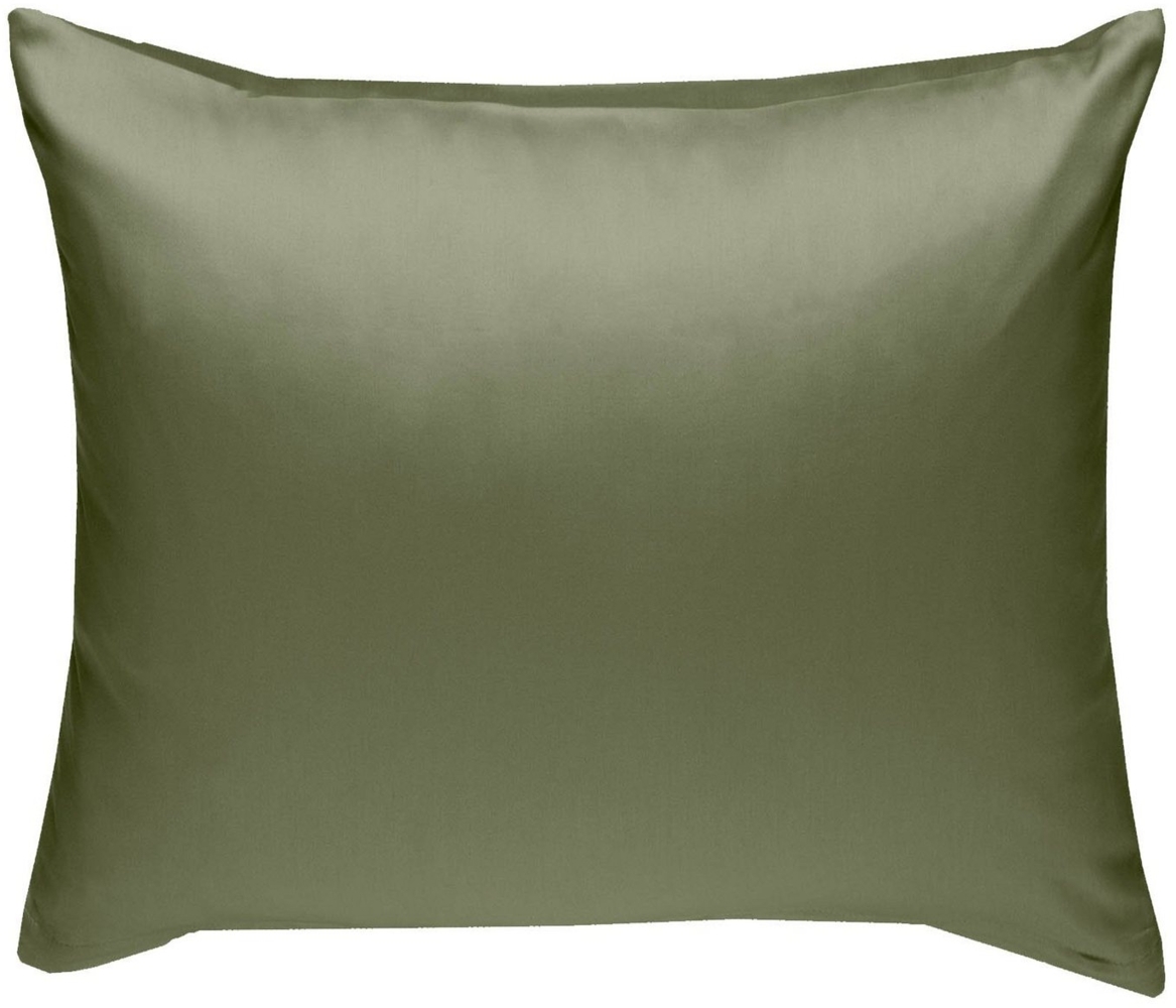 Bettwaesche-mit-Stil Mako-Satin / Baumwollsatin Bettwäsche uni / einfarbig dunkelgrün Kissenbezug 40x40 cm Bild 1