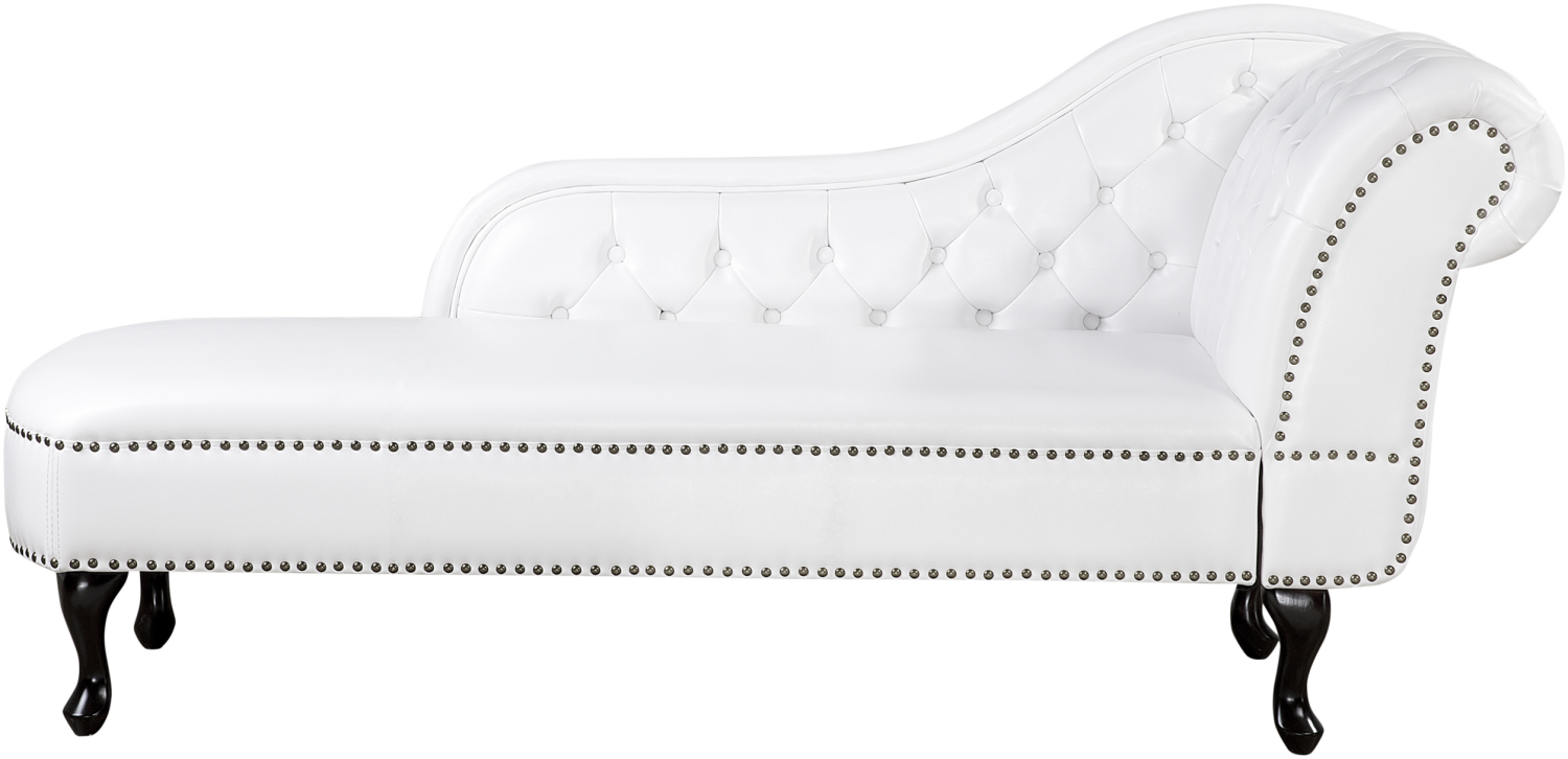 Beliani 'Nimes' Chaiselongue, Weiß, Kunstleder, 79 x 65 x 169 cm, Rechts Bild 1