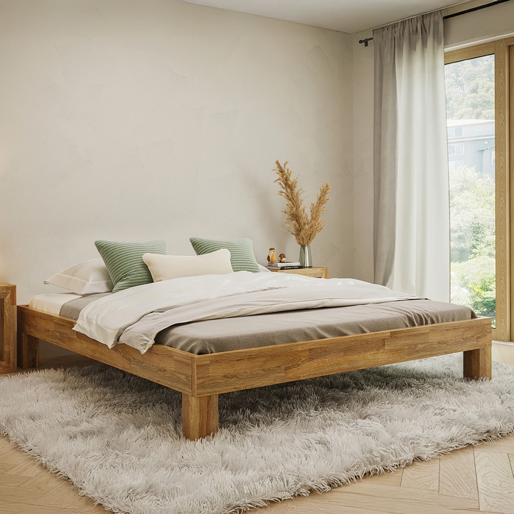 skølm 'Floki' Bett 180x200 cm, natur geölt, Massivholz Eiche Bild 1