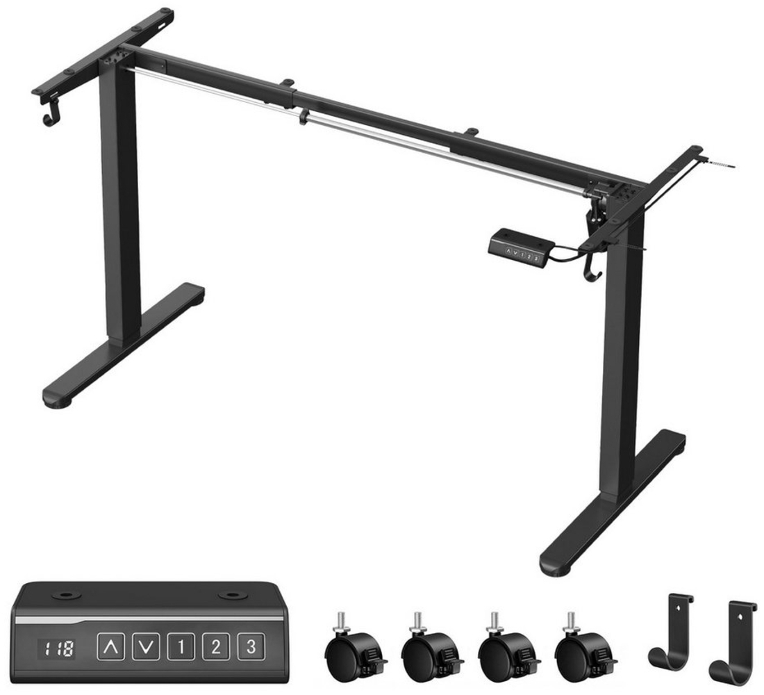 VASAGLE Höhenverstellbarer Schreibtisch elektrisch, Tischgestell, Schreibtischständer, ohne Tischplatte, mit 2 Haken, Memory-Funktion mit 3 Höhen, Stahl, tintenschwarz Bild 1