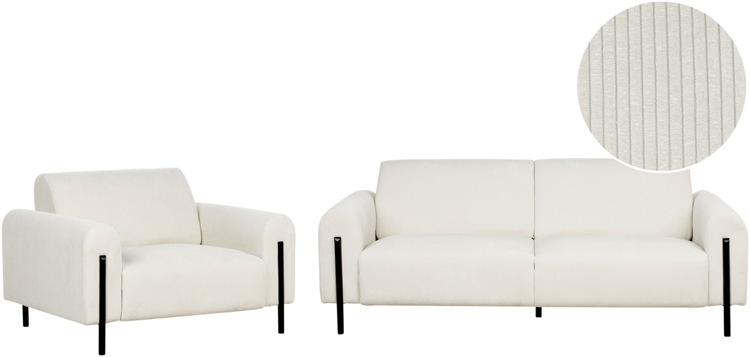 4-Sitzer Sofa Set Cord cremeweiß ASKIM Bild 1