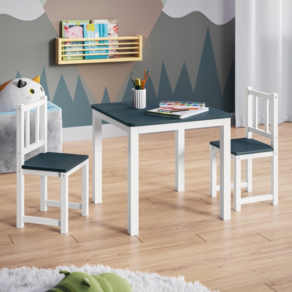 Bellabino 'Sora' Kindersitzgarnitur, weiß/anthrazit, Kindersitzgruppe aus 2x Stuhl und 1x Tisch, Kiefer, ab 2 Jahren Bild 1