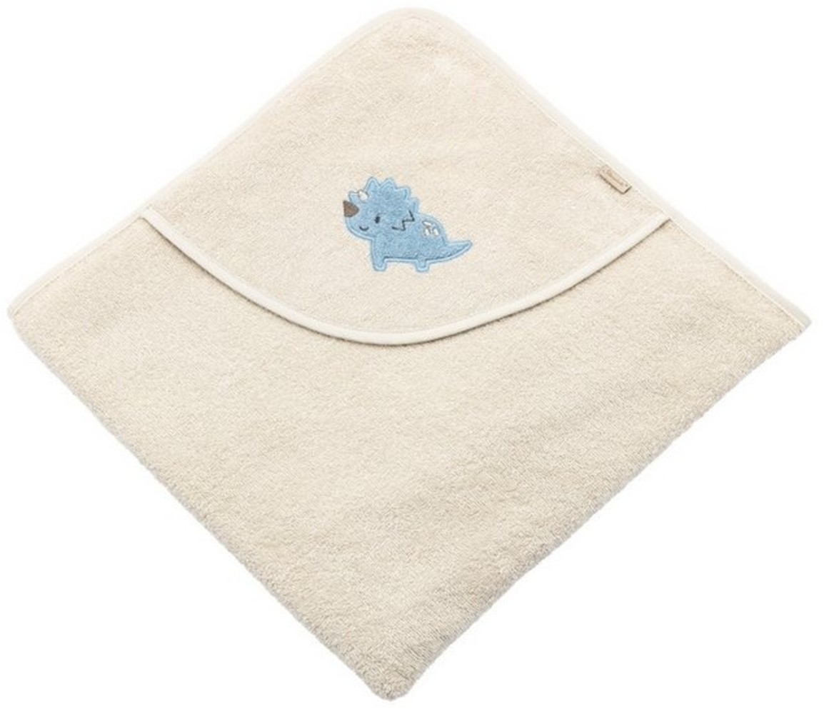 Sterntaler Kapuzenbadetuch 80x80 cm Dino Rexi - Badetuch mit Applikation auf der Kapuze - Babybadetuch aus saugfähiger Baumwolle, beige Bild 1