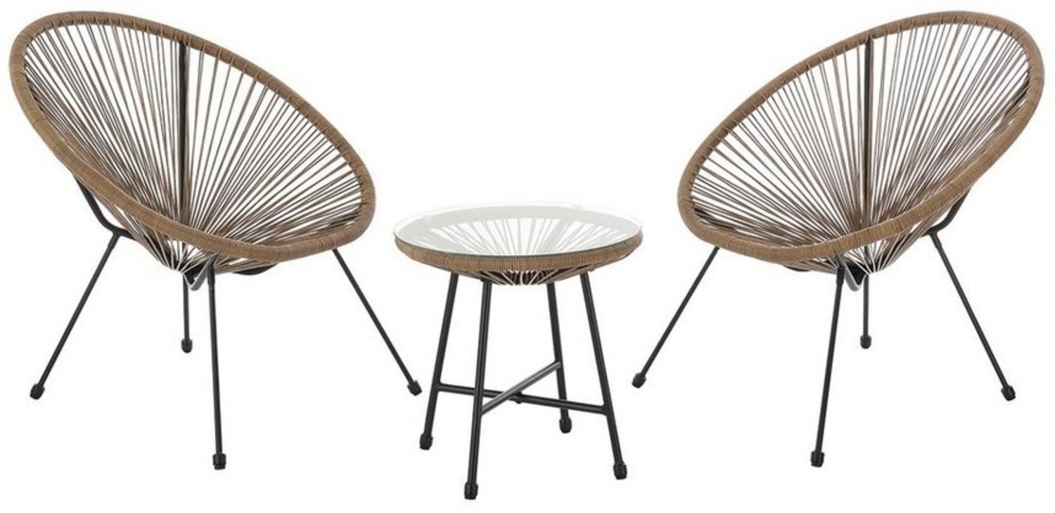 SVITA Bali Balkon-Möbel 3-TLG. Polyrattan Lounge-Set Balkon-Set Braun Bild 1