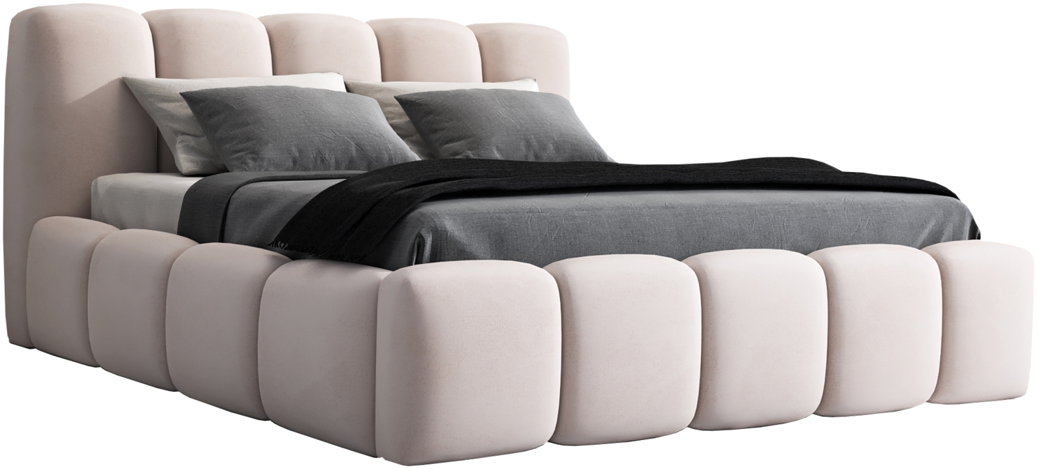 A&J MöbelLand 'Sonic' Polsterbett, Polyester, Beige, 90 x 200, mit Matratze, mit Lattenrost, mit Bettkasten Bild 1