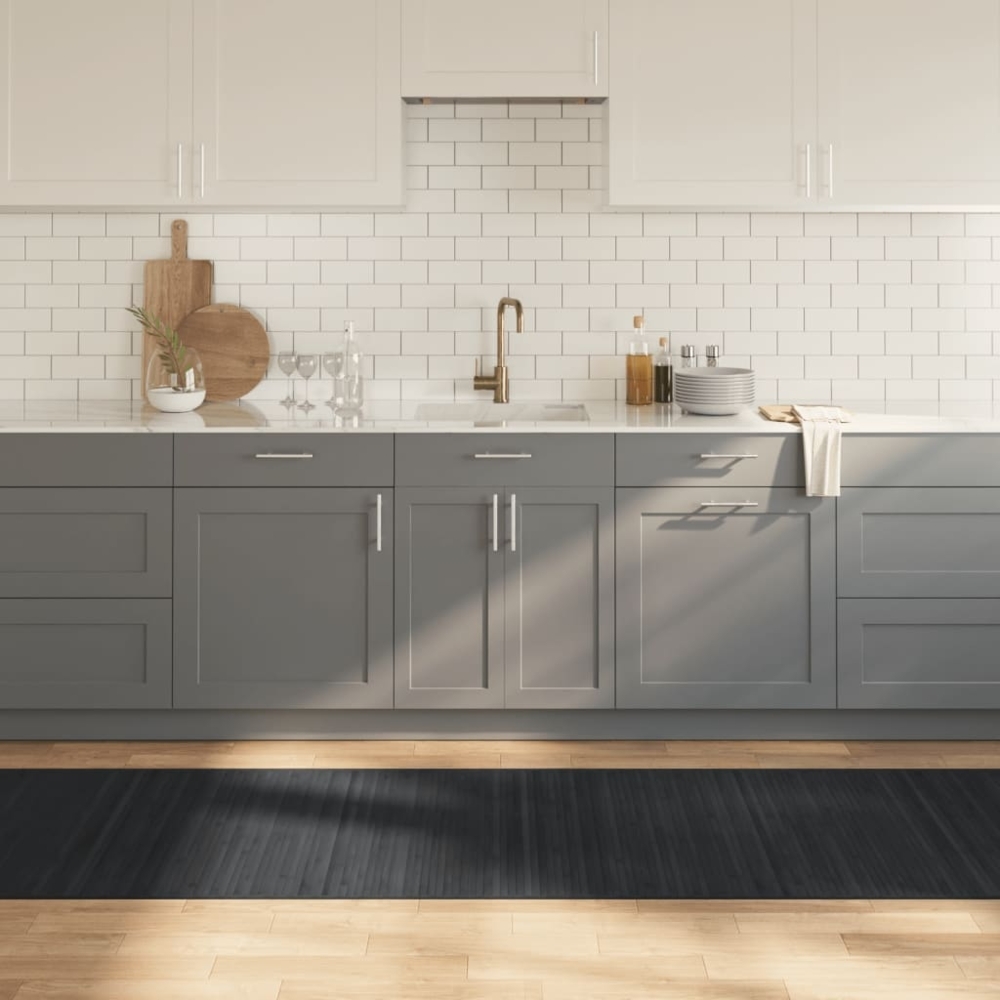 vidaXL Teppich Rechteckig Grau 80x300 cm Bambus 376916 Bild 1