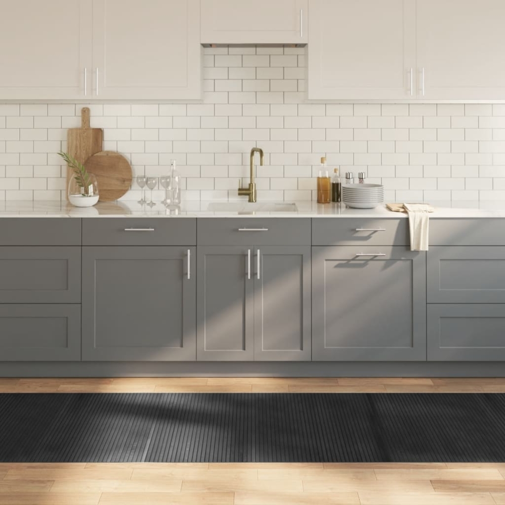vidaXL Teppich Rechteckig Grau 80x300 cm Bambus 376784 Bild 1