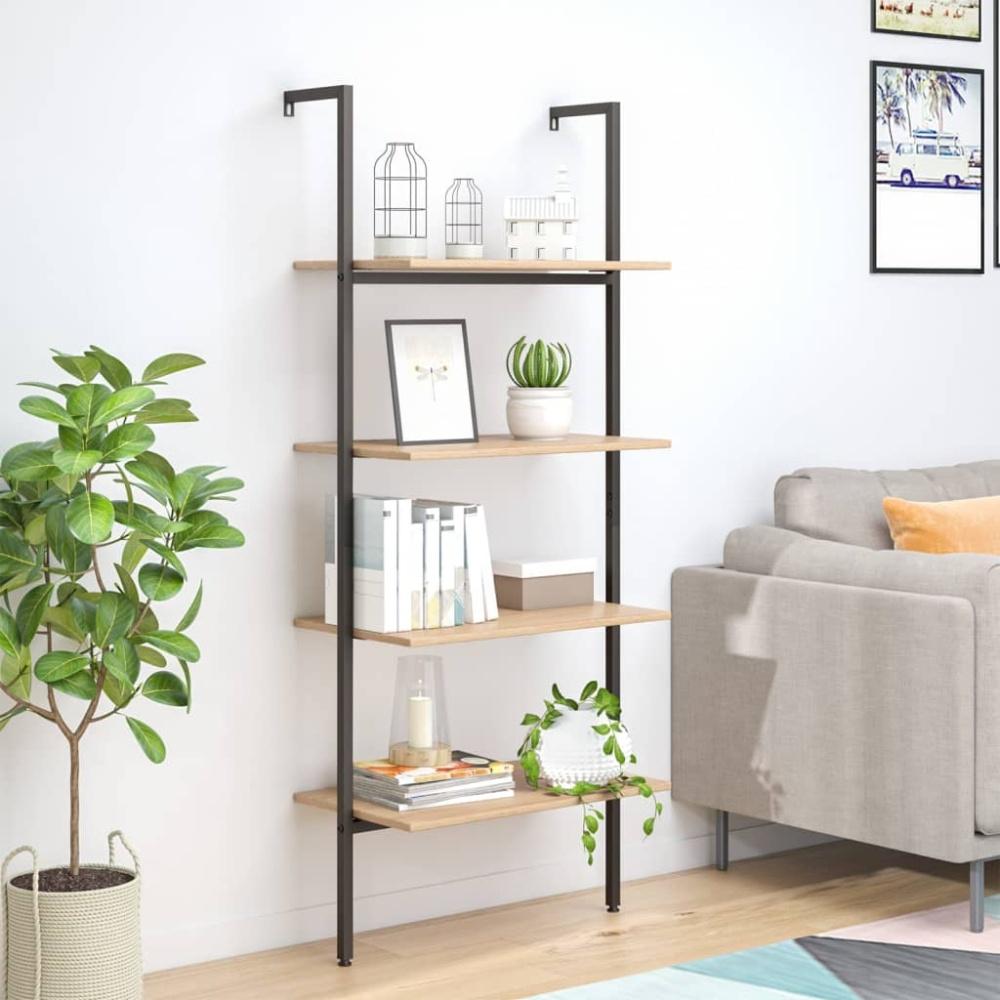 vidaXL Leiterregal mit 4 Böden Hellbraun und Schwarz 64x35x152,5 cm 336382 Bild 1