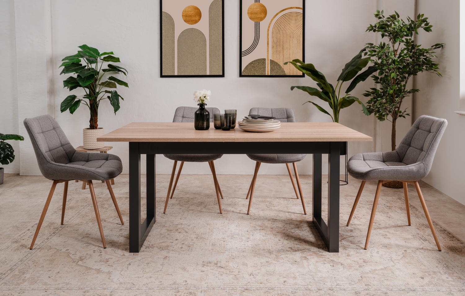 Finori Denver 50 Auszugstisch, Dekor Artisan Oak / anthrazit | Auszugstisch für Esszimmer | Maß: B x H x T ca. 160-200 x 75 x 90 cm | Auszugstisch mit 1 Einlegeplatte a 40 cm Bild 1