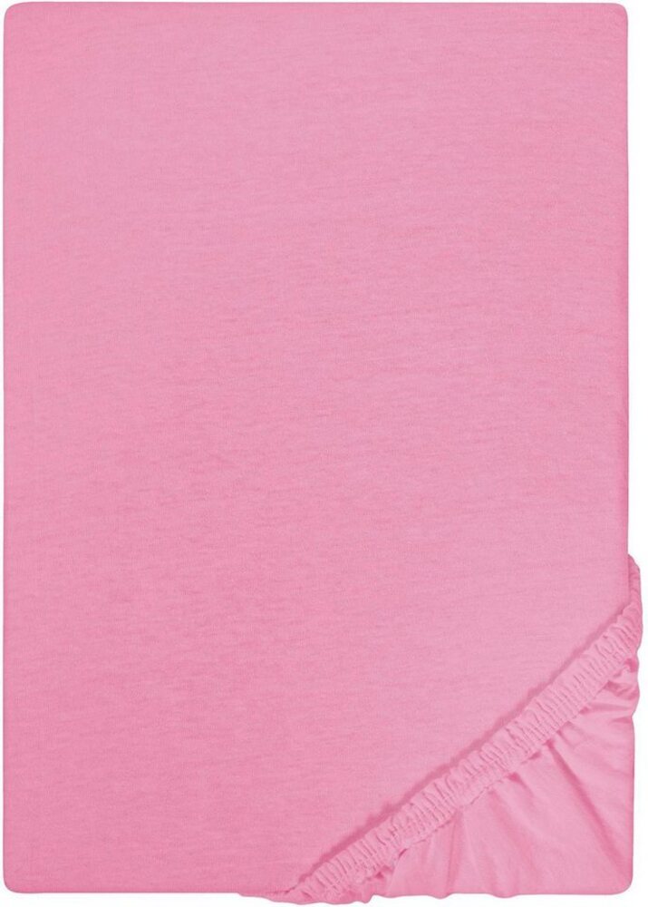 Biberna Jersey-Spannbetttuch, 100 % Baumwolle, Pink, 1x 90x190 cm - 100x200 cm Bild 1