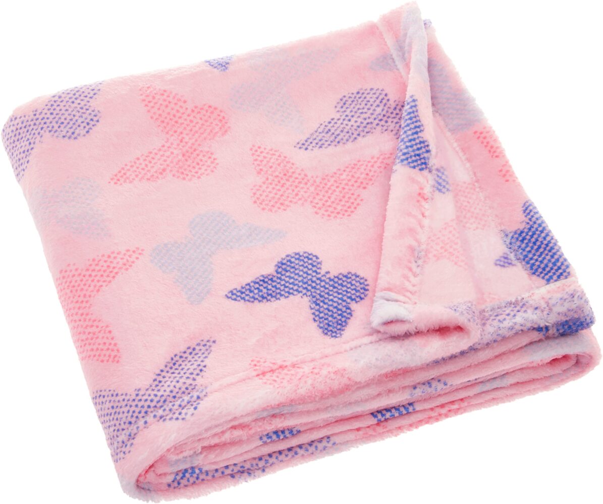 Playshoes Fleecedecke, Rosa Schmetterlinge, 75x100 cm Bild 1