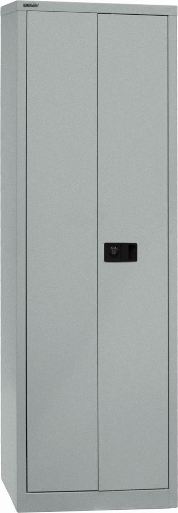 Bisley Flügeltürenschrank Universal, 4 Fachböden, 5 OH, B 600 mm, Farbe silber Bild 1