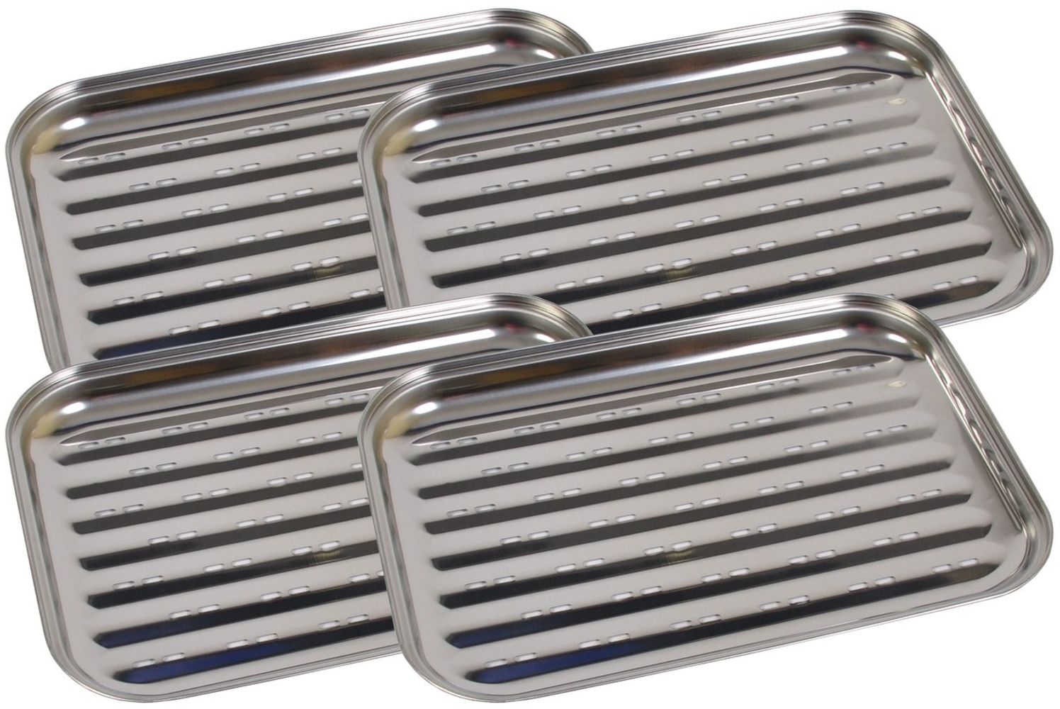 Edelstahl Grillschale, BBQ Grillzubehör, 35x24cm , 4x Grillschale Bild 1