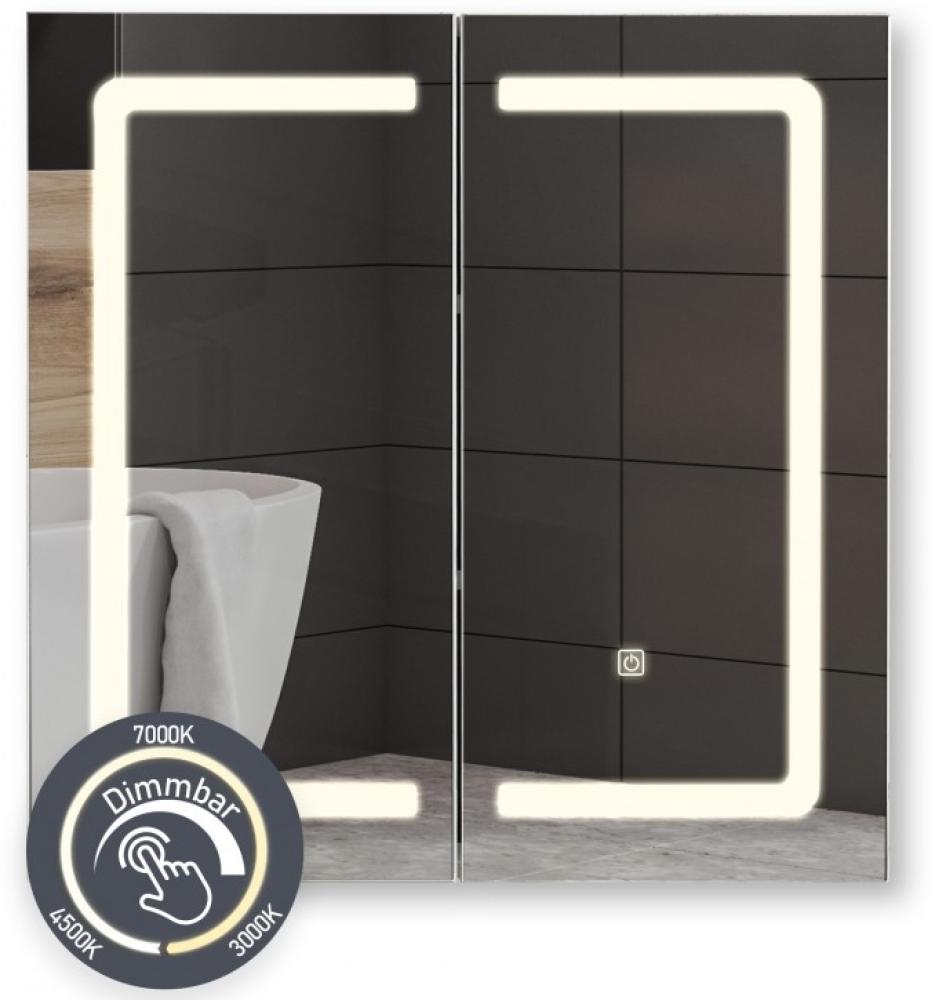 MIADOMODO® Spiegelschrank mit LED Beleuchtung, Touchschalter & Steckdose, 65 x 65 x 13 cm Bild 1