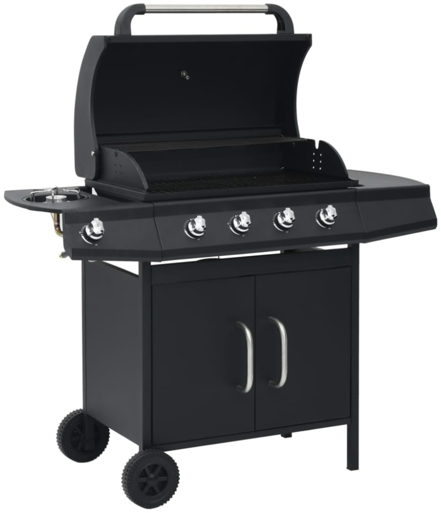 vidaXL Gasgrill 4+1 Flammen Schwarz Stahl Bild 1
