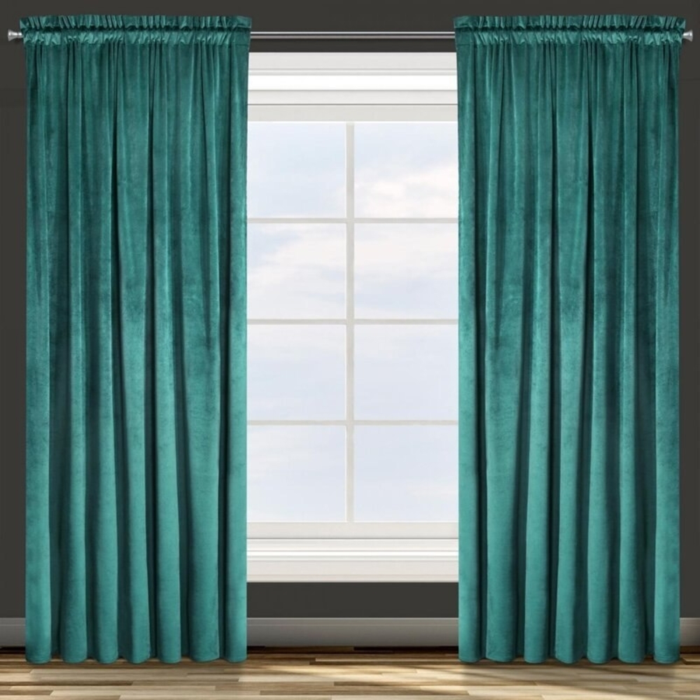 Samtvorhang Velours Vorhänge zum Wohnzimmer Prachtvoll Elegant dunkeltürkis 140x270 cm Kräuselband Bild 1