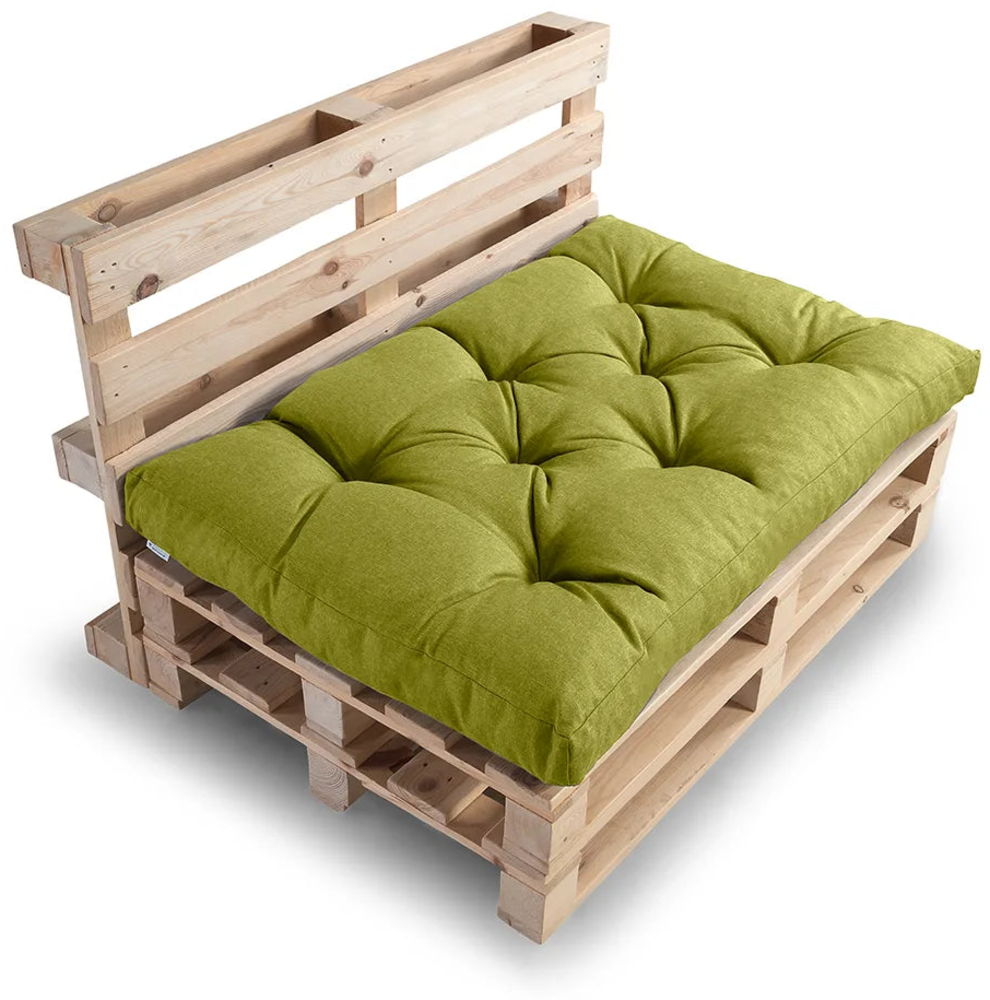 Gutekissen®, Palettenkissen, Gartensofakissen, gesteppte Kissen gefüllt mit granuliertem Poulirette-Schaum (Sitzkissen 120x60, gesteppt Limette) Bild 1