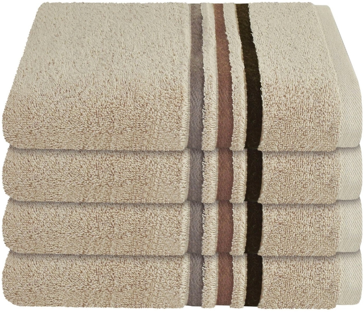 Schiesser Handtuch Skyline, 4er Set, mit Webbordüre, 100% Baumwolle Beige Bild 1