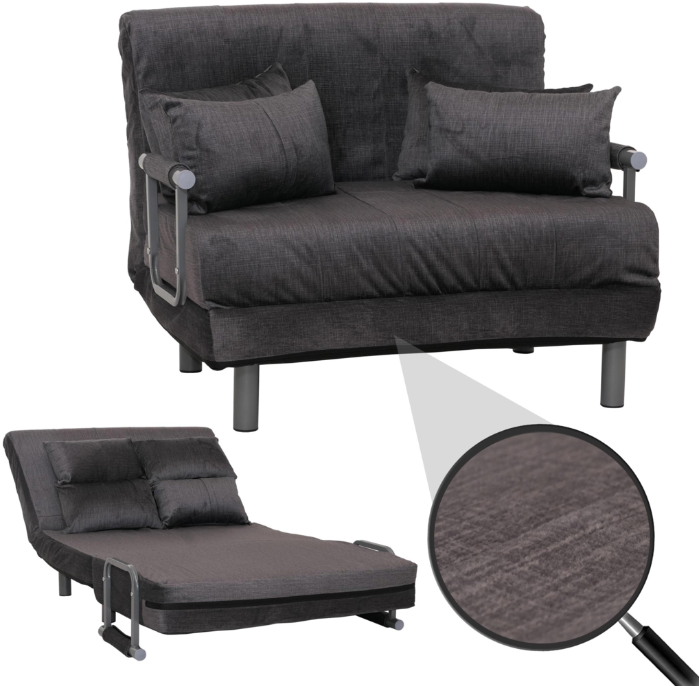 Schlafsessel HWC-K29, Klappsessel Schlafsofa Gästebett, Liegefläche 190x100cm, Stoff Chenille (370g/m²) ~ dunkelgrau Bild 1