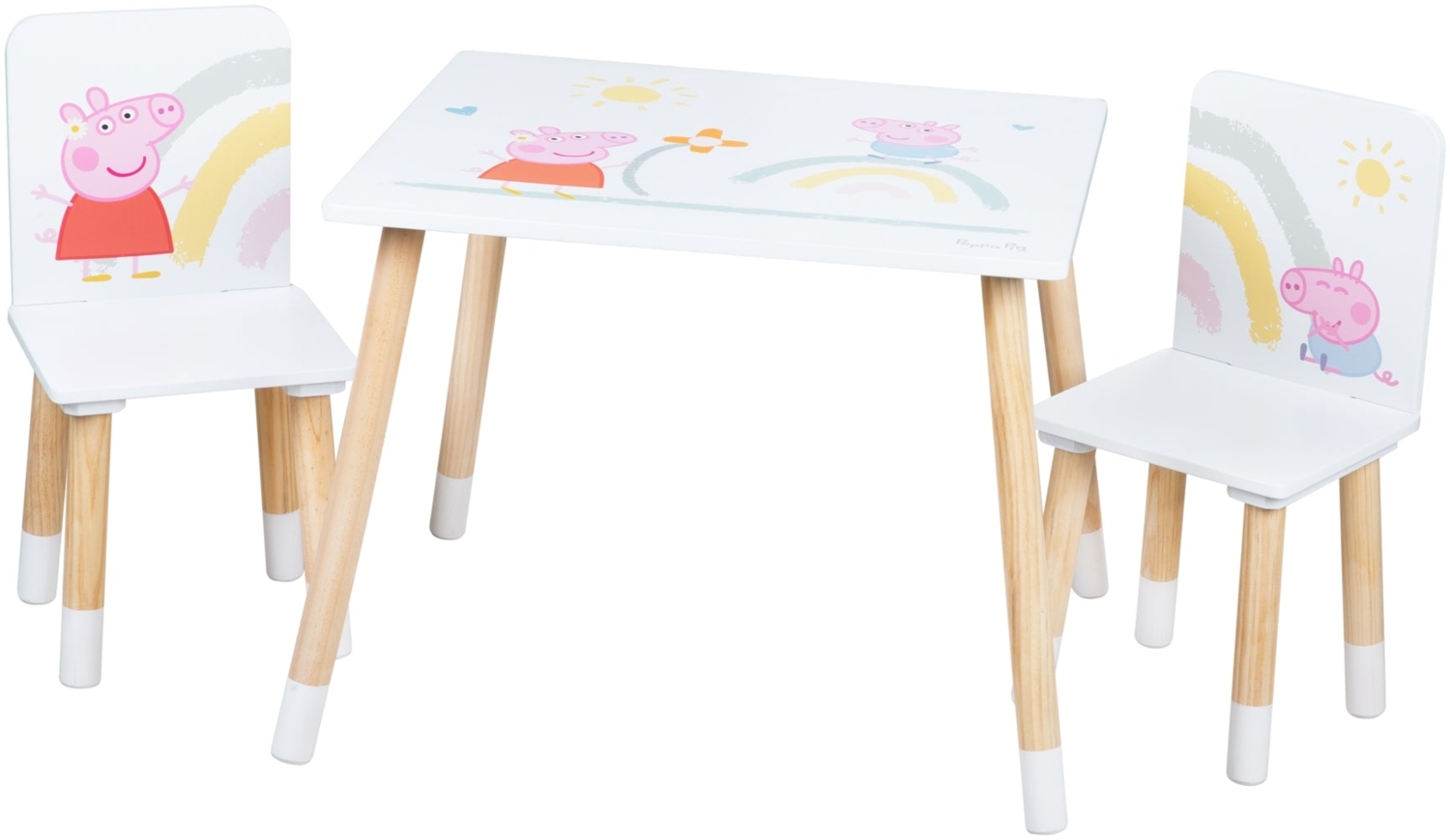 roba 'Peppa Pig' Kindersitzgruppe mit 2 Kinderstühle & 1 Tisch, ab 18 Monaten, Holz weiß Bild 1