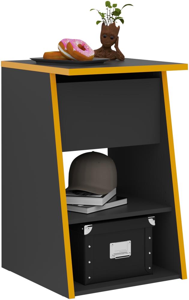 FMD Möbel 'ZOCKER PRO' melaminharzbeschichtete Spanplatte, Anthrazit,, Gaming-Beistelltisch, 77,7 x 50 x 49,4 cm Bild 1