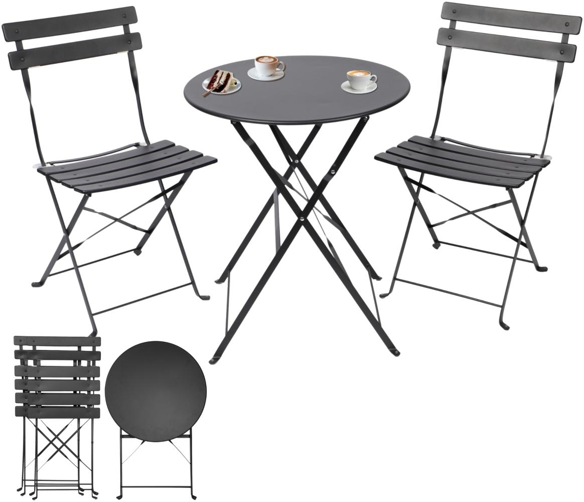 Albatros Bistroset, 3-teilig, Bistrotisch mit 2 Stühlen, klappbar, Metall Schwarz Bild 1