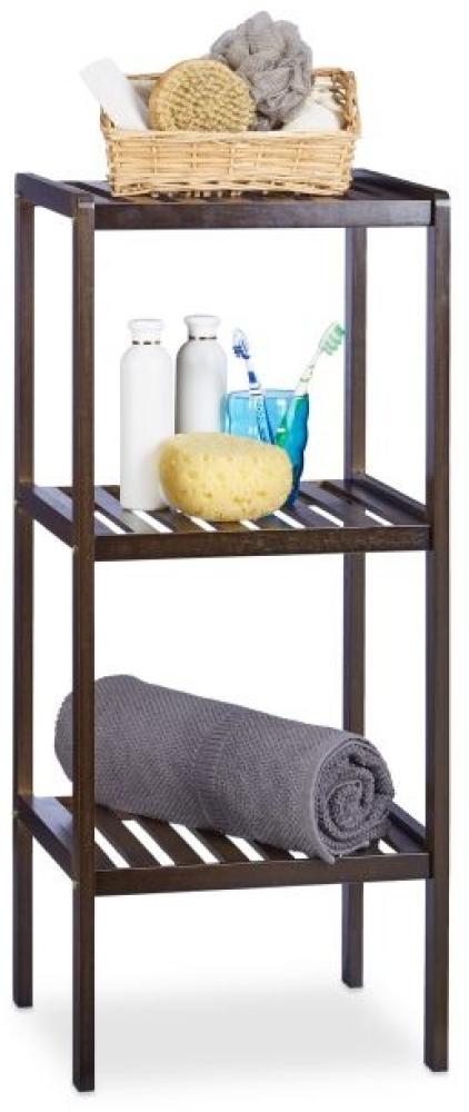 Relaxdays Badregal mit 3 Ablagen, Bambus braun, 34,5 x 33 x 80 cm Bild 1