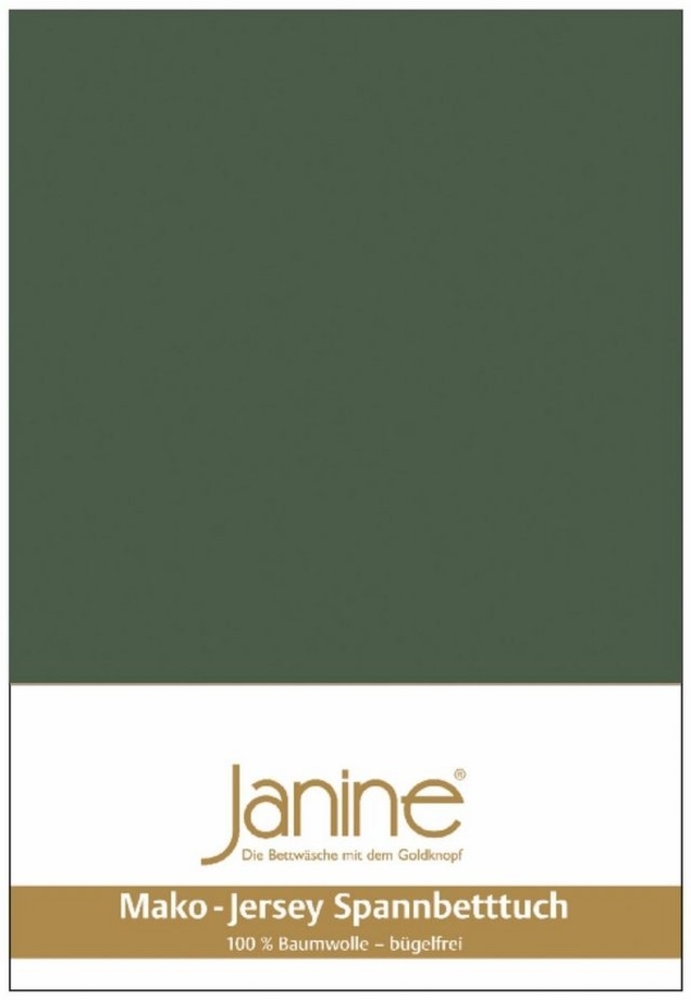 Janine Mako-Jersey Spannbetttuch Spannbettlaken 100% naturreine Baumwolle 76 olivgrün 90-100cm x 190-200cm Bild 1