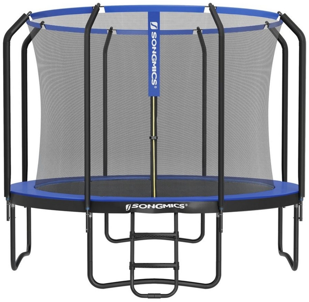 Songmics Trampolin mit Sicherheitsnetz und Leiter, gepolstertes Gestell, schwarz-dunkelblau, Ø 305cm Bild 1