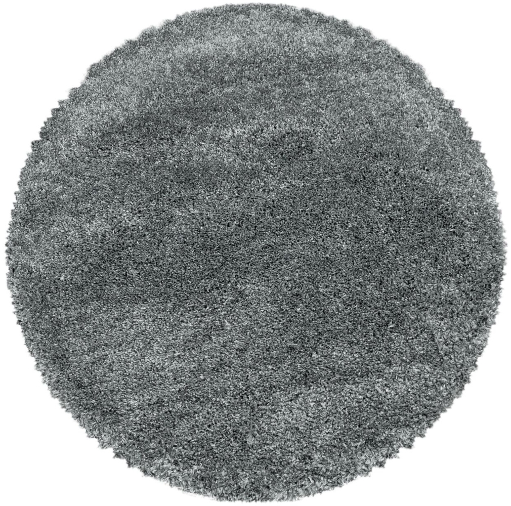 Hochflor Teppich Francesca rund - 120 cm Durchmesser - Hellgrau Bild 1
