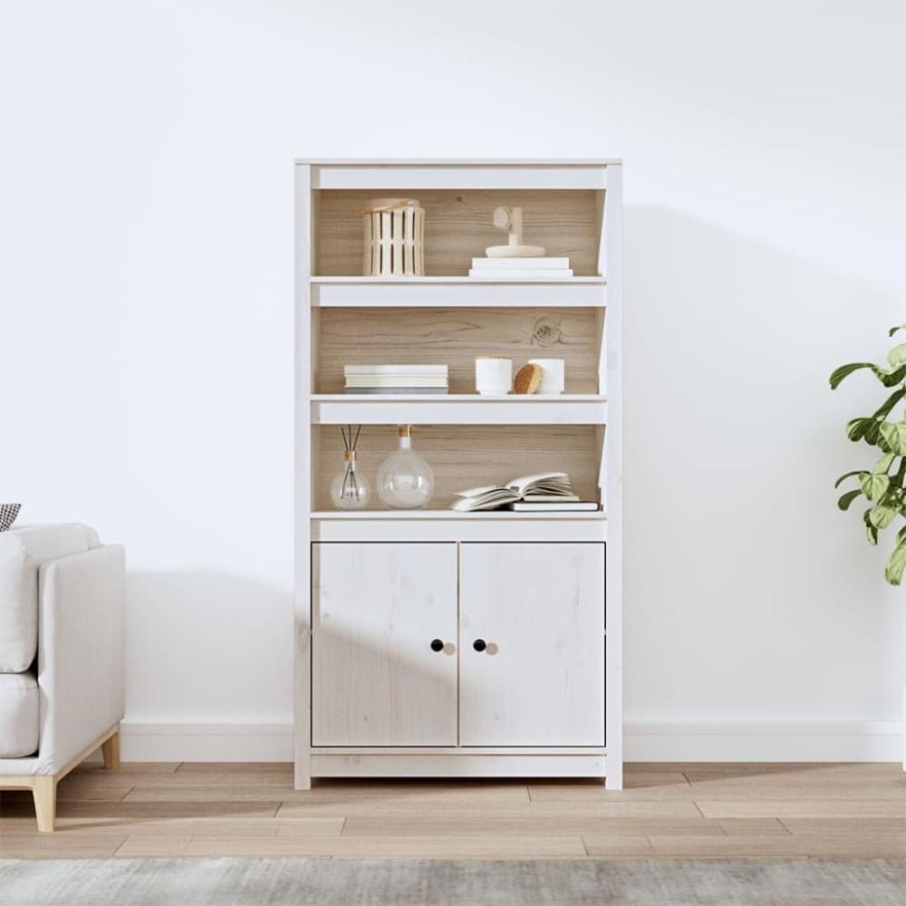 Buffet Weiß 80 x 35 x 154 cm Massivholz Kiefer Bild 1