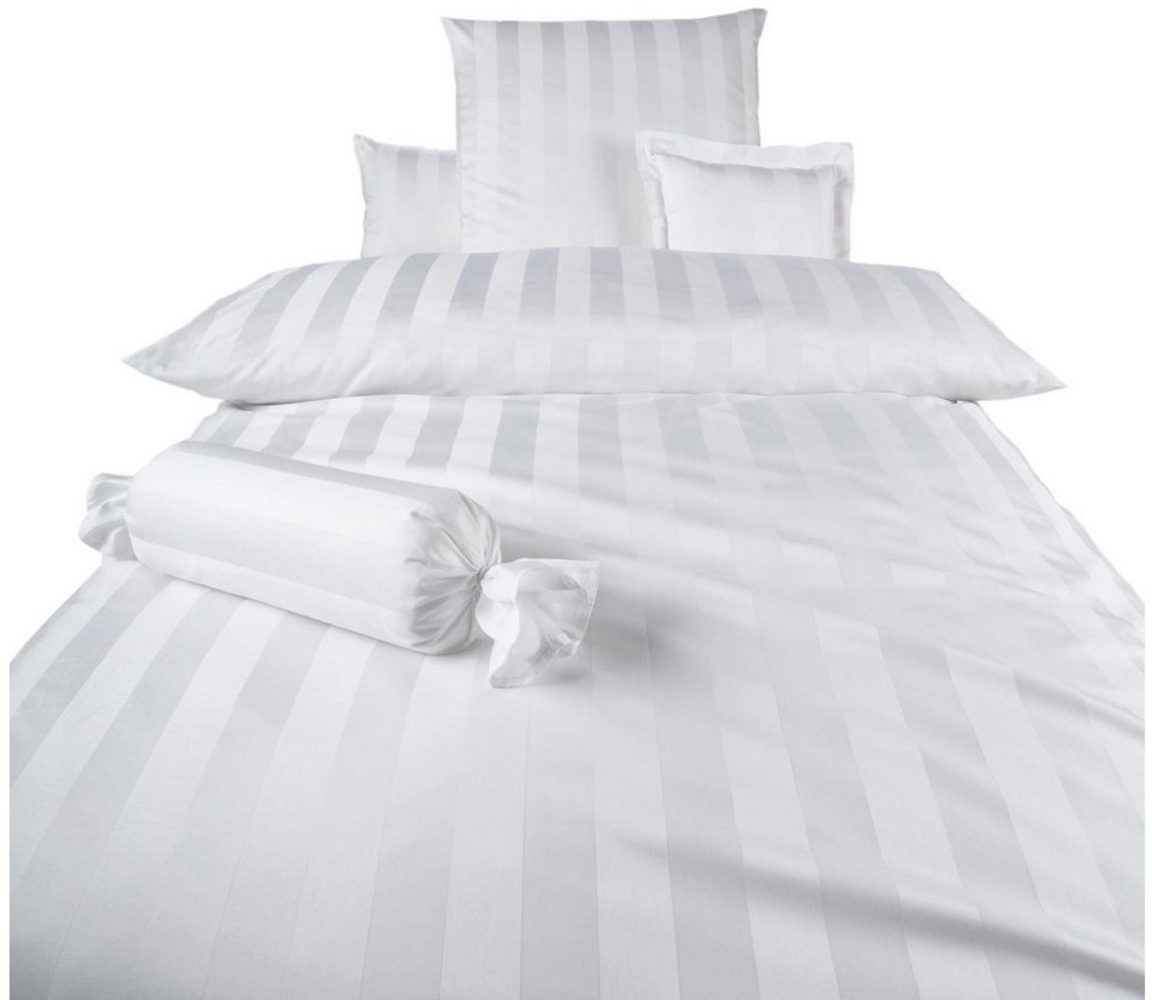 Mako-Brokat-Damast Bettwäsche - Curt Bauer Como 155x220 + 80x80 cm-0000 weiß Bild 1