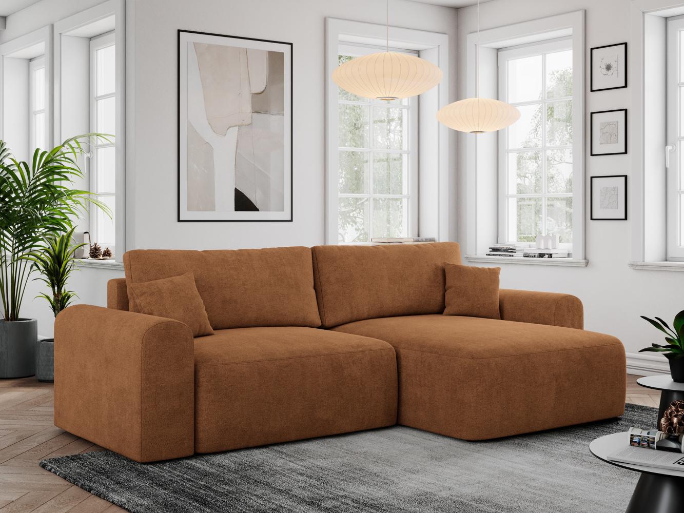 MKS Meble 'Nelson' Ecksofa mit Schlaffunktion und Bettkasten, L-form, Orange, Stoff Bild 1