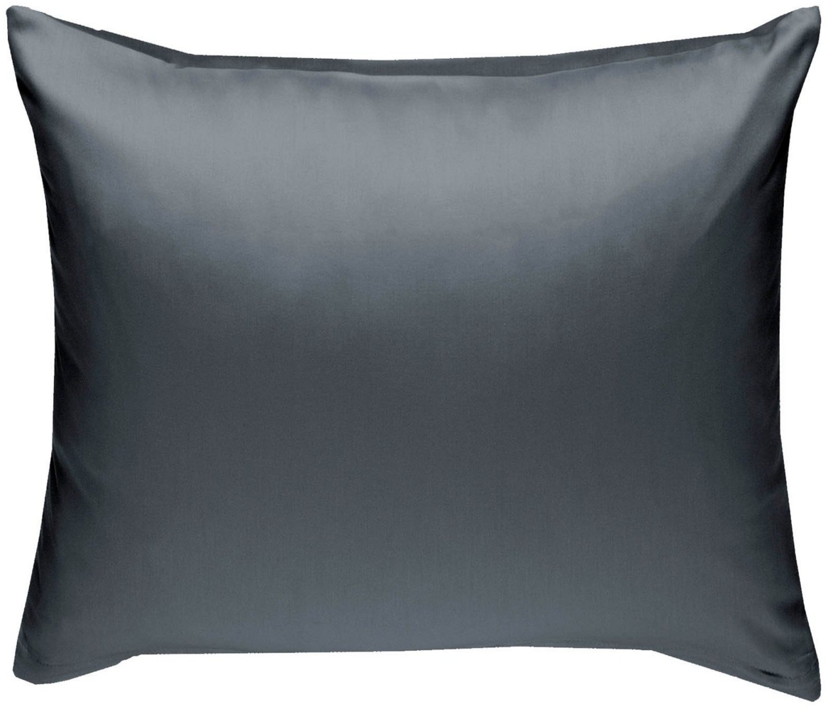 Bettwaesche-mit-Stil Mako-Satin / Baumwollsatin Bettwäsche uni / einfarbig anthrazit Kissenbezug 40x40 cm Bild 1