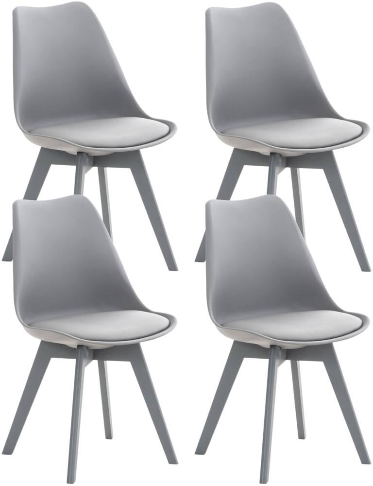 CLP 4er Set Esszimmerstuhl Linares Mit Buchenholzgestell,Kunststoff grau/grau Bild 1