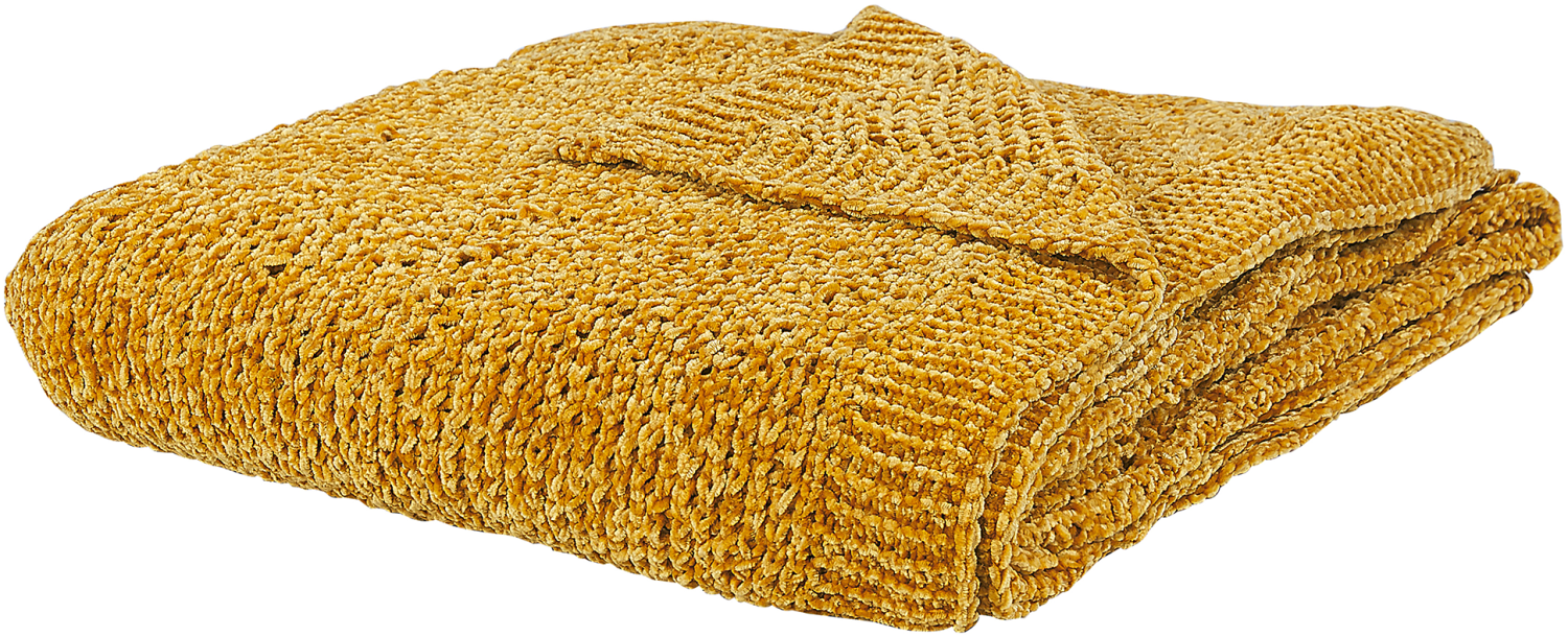 Beliani 'HAIFA' Kuscheldecke, Polyester senfgelb, 150 x 200 cm Bild 1