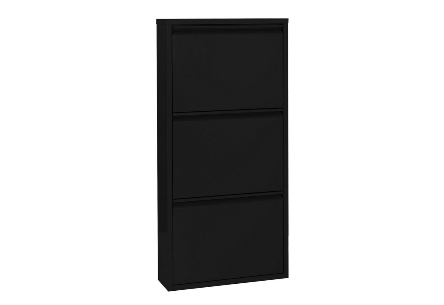 Betten-ABC Amelie – Moderner Schuhschrank, robust und platzsparend, aus pflegeleichtem Metall, Farbe: Schwarz, Klappen: Drei Klappen Bild 1