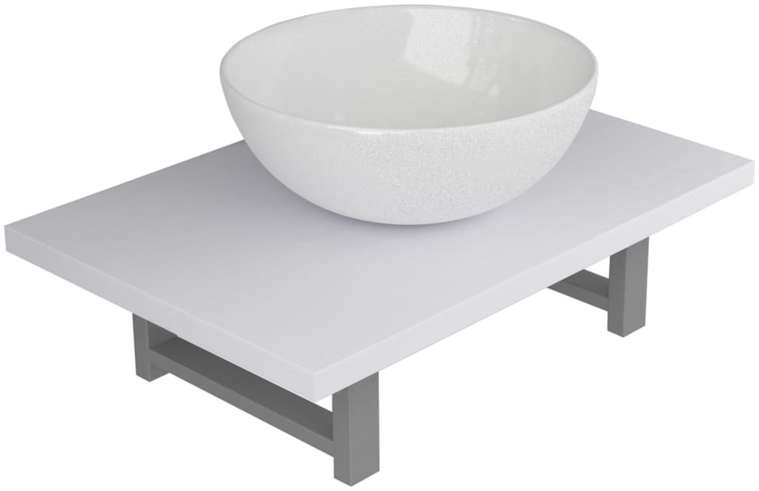 vidaXL Badmöbel mit Waschbecken, Holz / Keramik weiß, 60×40×16,3 cm Bild 1