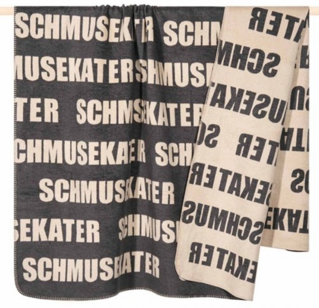 pad Wohndecke, Mischgewebe, 150x200 cm, Letters Schmusekater Grau Bild 1