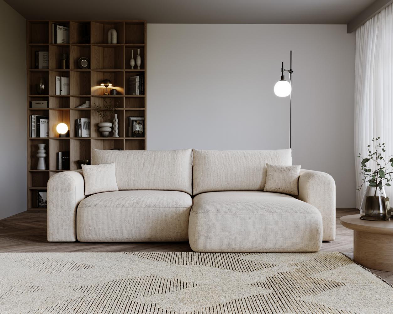 MKS Meble 'Nelson' Ecksofa mit Schlaffunktion und Bettkasten, L-form, Creme, Stoff Bild 1