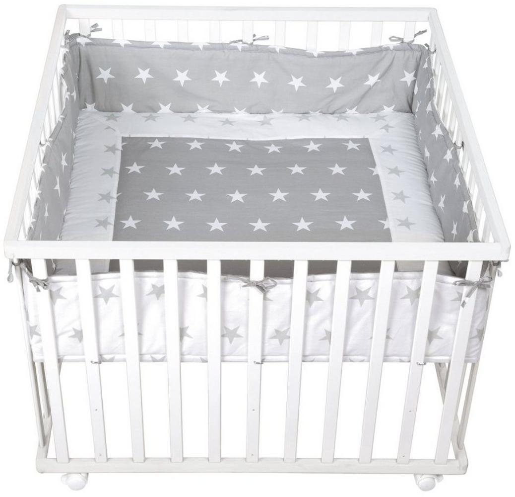 Roba 'Little Stars' Laufgitter, inkl. Einlage, Polyester/Baumwoll-Mischgewebe, weiß, 72,5 x 100 x 100 cm Bild 1