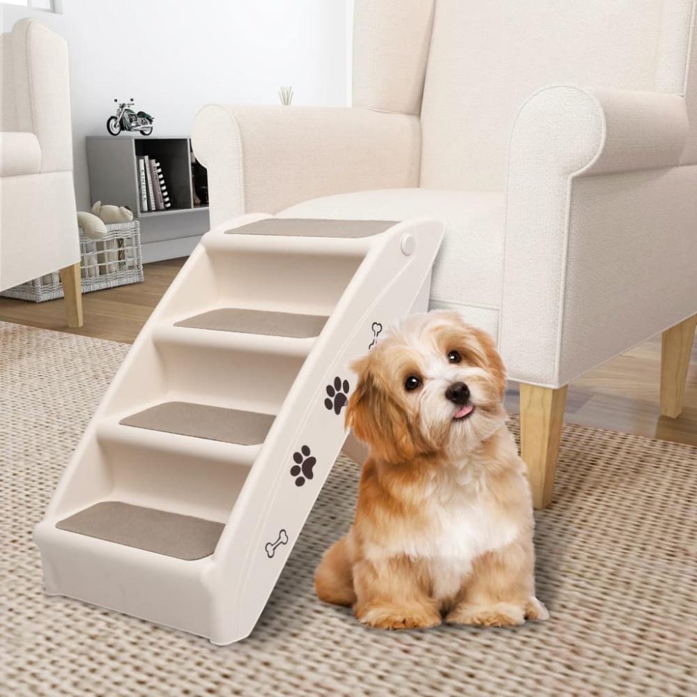 vidaXL Hundetreppe Klappbar Creme 62 x 40 x 49,5 cm Bild 1