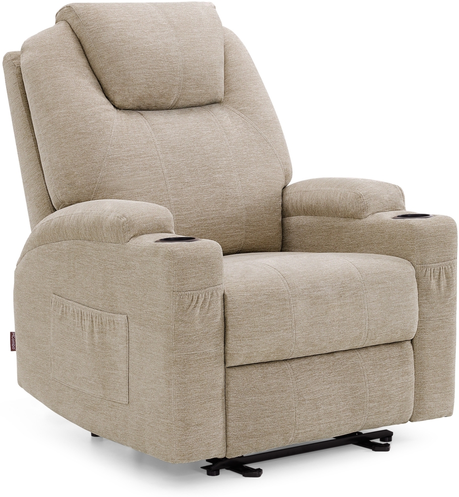M MCombo Elektrisch Relaxsessel Massagesessel Fernsehsessel Liegefunktion Vibration Heizung 7061 neues Modell (Beige-Stoff) Bild 1