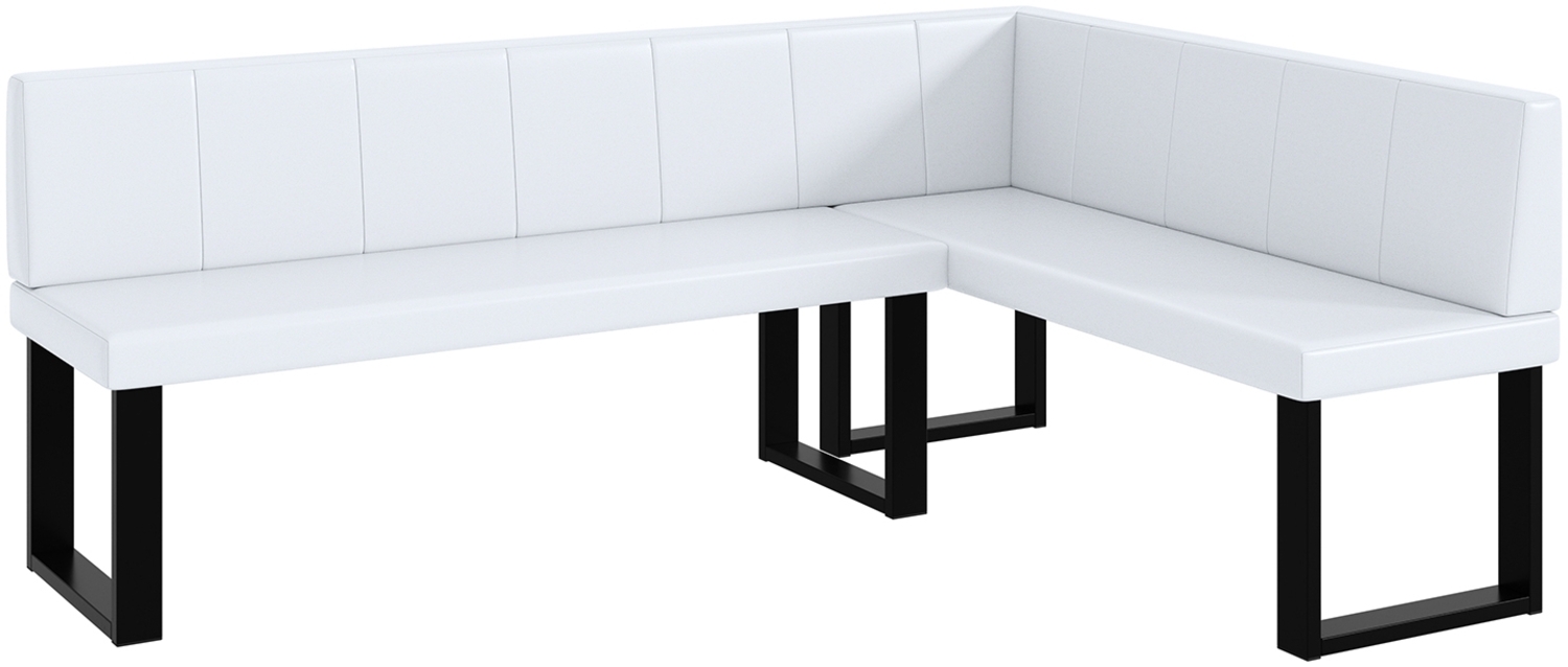 MEBLINI Eckbank für Esszimmer - Küchenbank - Essecke - Sitzecke Küche - PETER - U-Beine 142x196x87cm Rechts - Weiß Kunstleder Bild 1