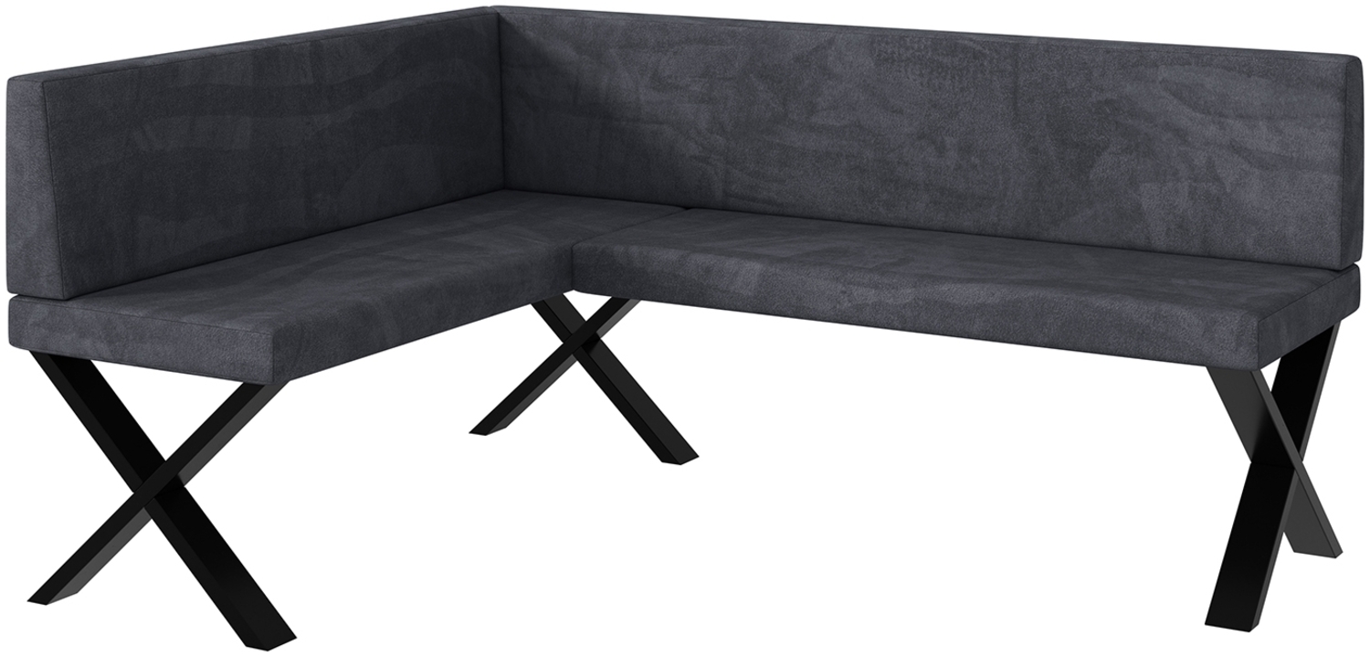 MEBLINI Eckbank für Esszimmer - Küchenbank - Essecke - Sitzecke Küche - TONI - X-Beine 128x168x87cm Links - Dunkelgrau Samt Bild 1