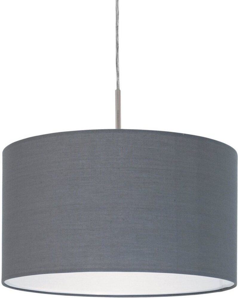 Eglo 31573 Pendellampe PASTERI nickel-matt, Textil grau E27 max. 1X60W H:110cm Ø38cm dimmbar Bild 1