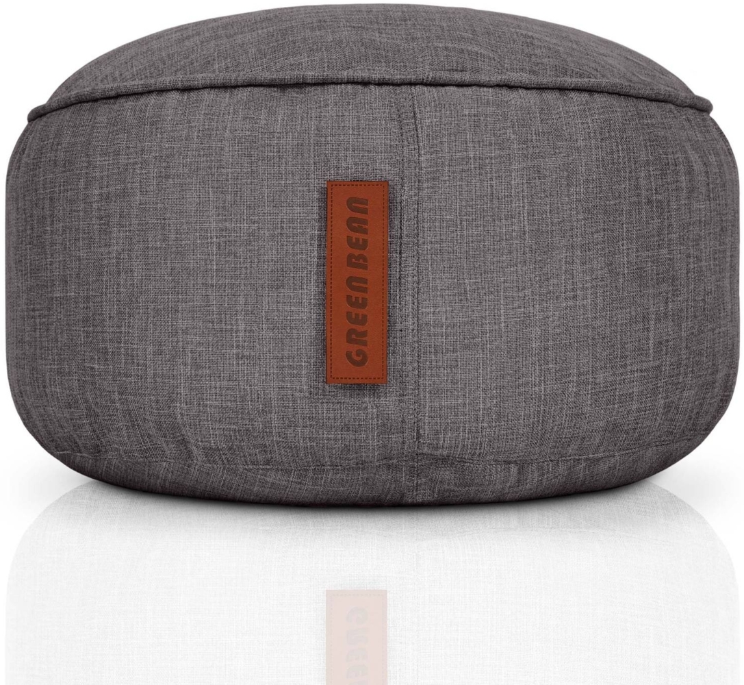 Green Bean® Sitzsack-Hocker 45x25cm mit EPS-Perlen Füllung - Sitz-Pouf für Sitzsäcke - Sitzhocker für Kinder und Erwachsene - Dunkelgrau Bild 1