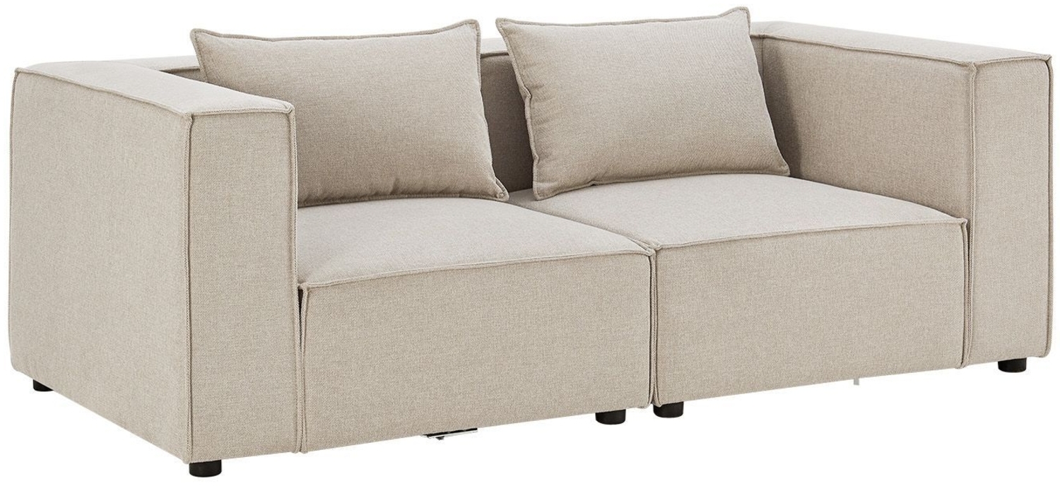 Juskys 'Domas S' modulares Sofa, 2 Sitzer mit Armlehnen & Kissen, Stoff Beige, 67 x 98 x 196 cm Bild 1