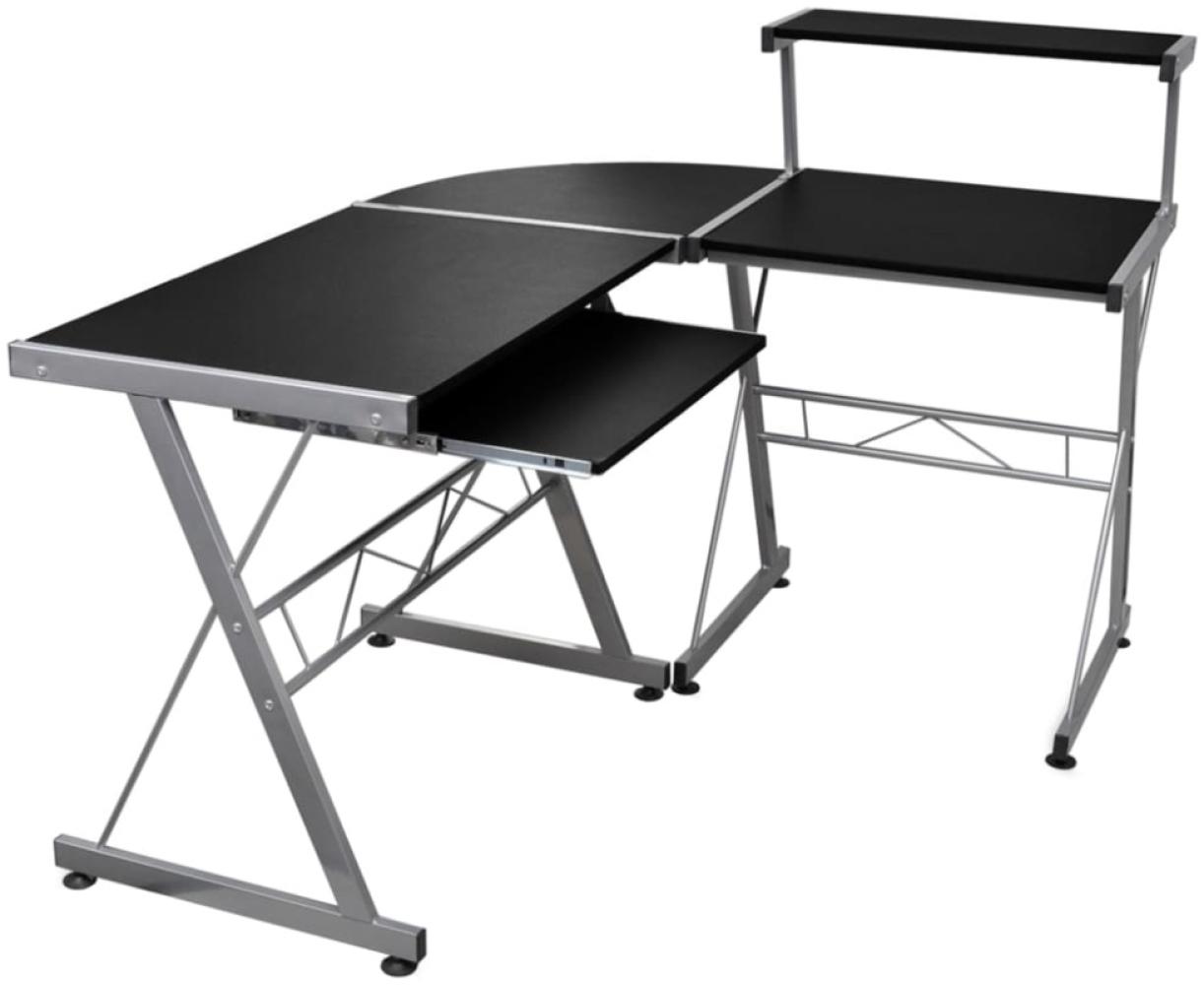 Eck-Computertisch, Holzwerkstoff, Schwarz, 132 x 112 x 99 cm Bild 1